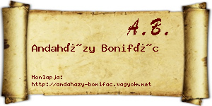 Andaházy Bonifác névjegykártya